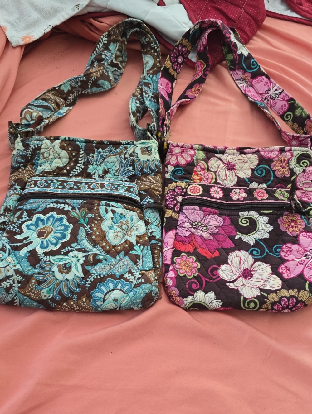 Vera Bradley-Inspired Quilted Crossbody Bag - Pink Floral